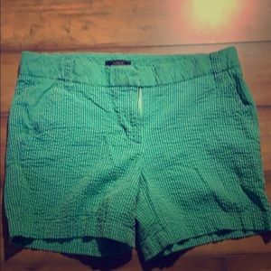 Seersucker green short with blue pinstripe - 3”
